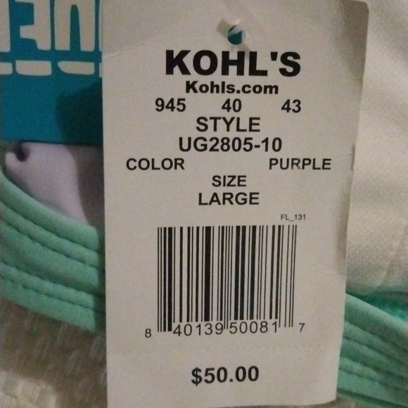 Undercurrent Juniors L Lilac and Mint Green Bikini Top with Flip Flop Pattern - Picture 4 of 5